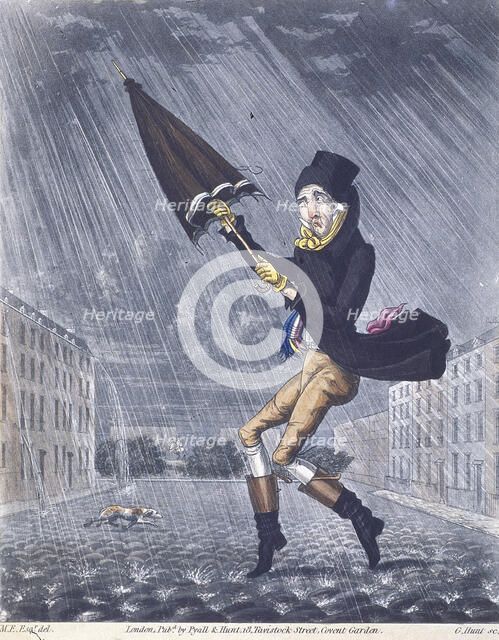 'A Soaker or a Real Cat and Dog Day', 1825.  Artist: G Hunt