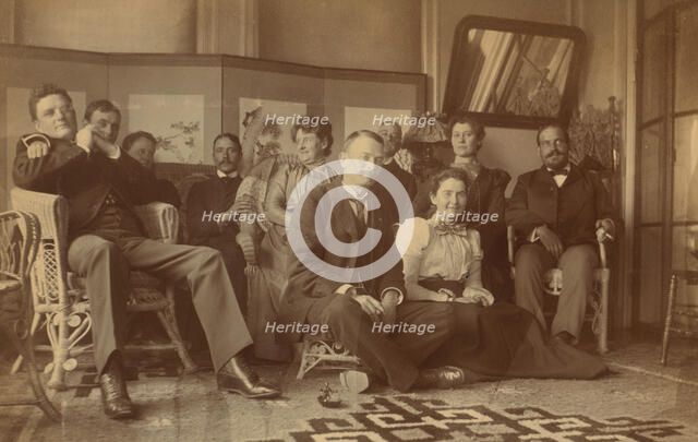 A social gathering in the veranda room, Dom Smith, Vladivostok, Russia, 1899. Creator: Frederick S. Pray.