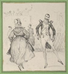 A soldier and a woman dancing, mid-19th century. Creator: Victor Adam