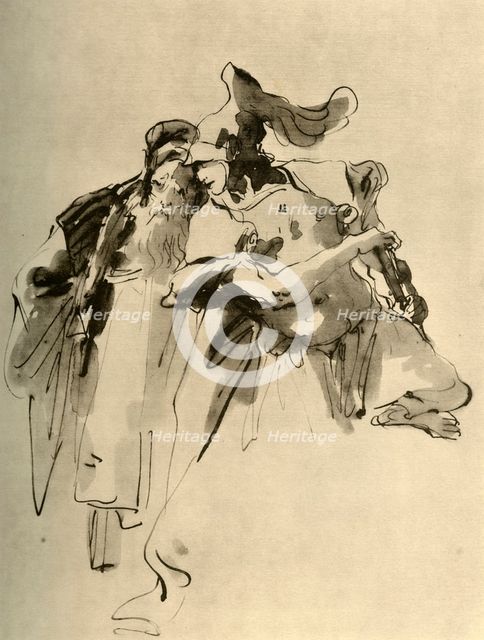 'A Soldier and an Old Man', mid 18th century, (1928). Artist: Giovanni Battista Tiepolo.