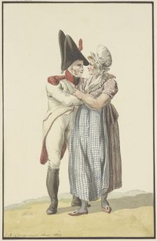 A soldier embraces a woman, 1809. Creator: Jan Antony Langendijk
