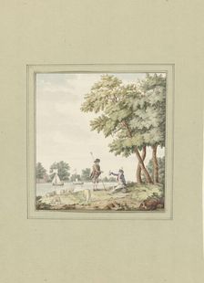 A soldier hands a shepherd a bag of money, 1700-1800. Creator: Anon