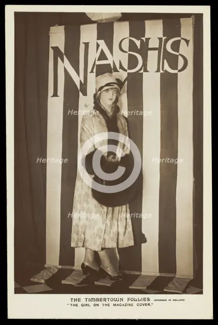 A soldier in drag modelling for "The Timbertown Follies" at a prisoner of war camp..., [1914-1918?]. Creator: Unknown.