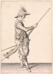 A Soldier Loading a Musket, "Ramme in Your Pouder", 1596/98. Creator: Jacques de Gheyn II