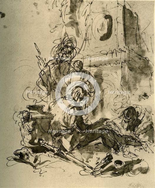 'A Soldier seated', mid 18th century, (1928). Artist: Giovanni Battista Tiepolo.