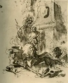 A Soldier seated mid 18th century, (1928). Artist: Giovanni Battista Tiepolo