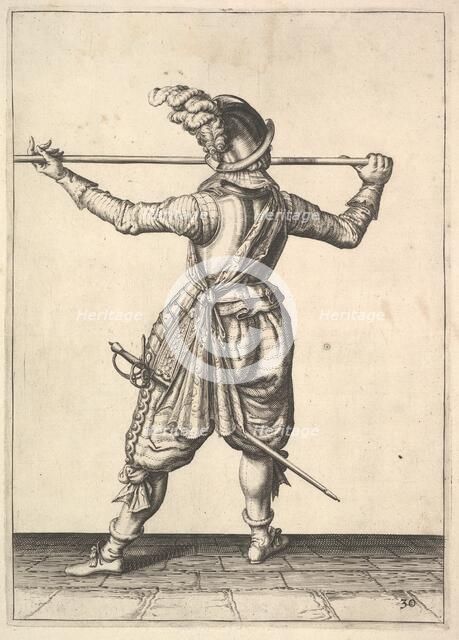 A soldier, seen from the rear, while turning to the right and holding his pike horizontally, f.... Creator: Unknown.