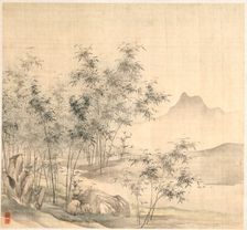 A Solitary Crane in the Bamboo Grove, early 1600s. Creator: Tao Hong (Chinese, active c. 1610-1640)
