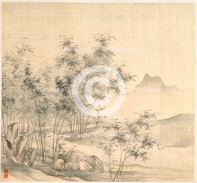 A Solitary Crane in the Bamboo Grove, early 1600s. Creator: Tao Hong (Chinese, active c. 1610-1640).
