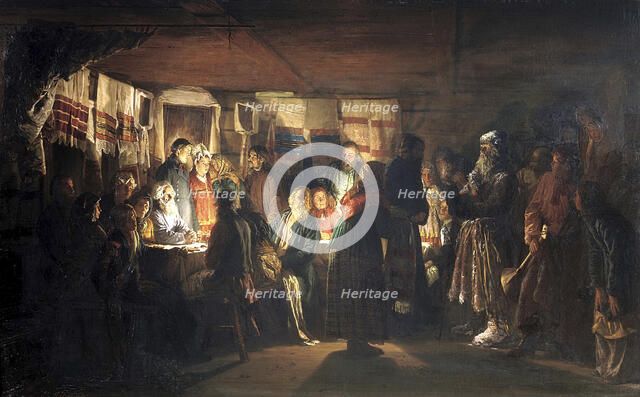 A Sorcerer comes to a peasant wedding', 1875. Creator: Maximov, Vasili Maximovich (1844-1911).