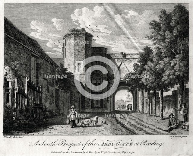 'A South Prospect of the Abby-Gate at Reading', Berkshire, 1775. Artist: Michael Angelo Rooker
