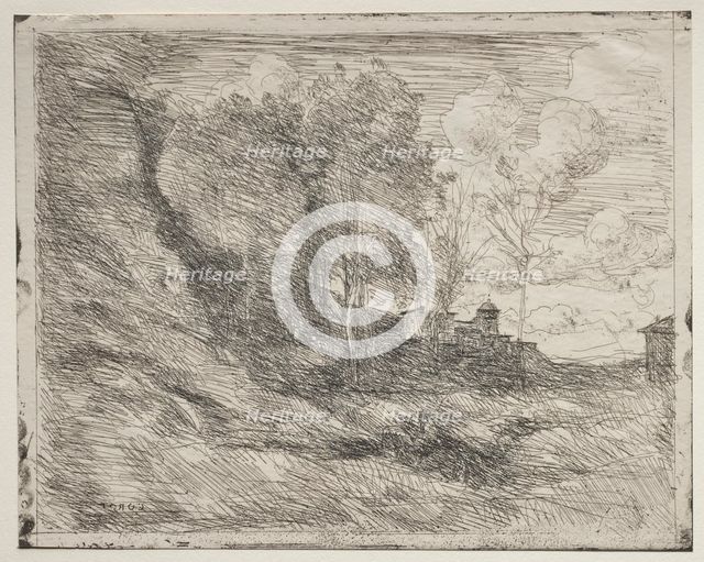 A Souvenir of Ostia, original impression 1855, printed in 1921. Creator: Jean Baptiste Camille Corot (French, 1796-1875).