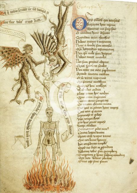 A soul pulled from his corpse by a demon. (From The Scale of Perfection by Walter Hilton), ca 1460. Artist: Anonymous  