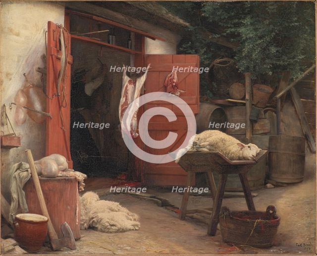 A Slaughterhouse in Hellebæk, 1884. Creator: Carl Bloch.