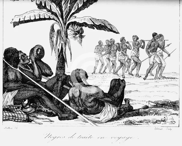 A slave convoy, Africa, 19th century. Artist: Unknown