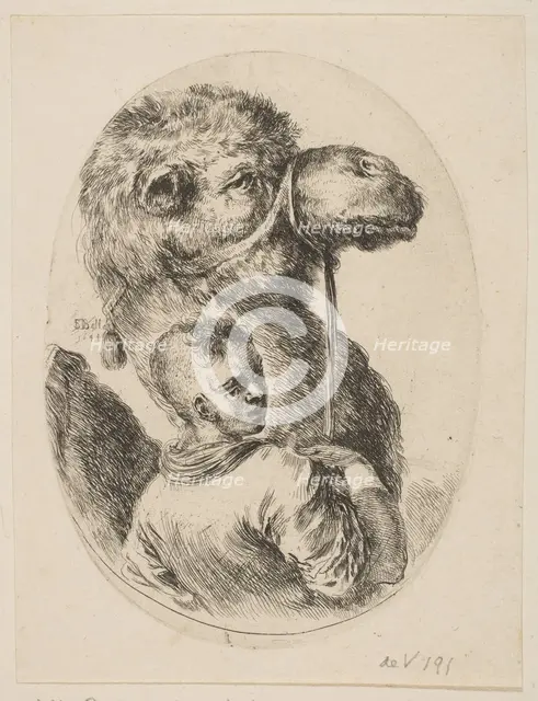 A slave holds a camel by the bridle, from 'Several heads in the Persian style' (Plusieurs ..., 1649. Creator: Stefano della Bella.