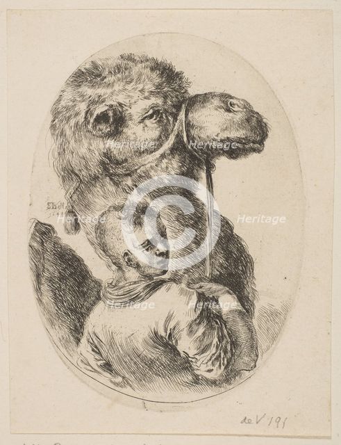 A slave holds a camel by the bridle, from 'Several heads in the Persian style' (Plusieurs ..., 1649. Creator: Stefano della Bella.
