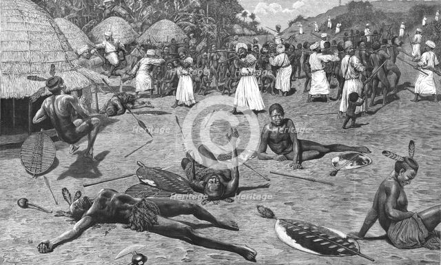 ''A Slave Raid in Central Africa', 1888. Creator: Unknown.