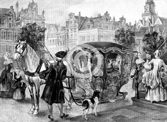 A Sledge-Coach in Old-World Amsterdam, 1898. Creator: P Naumann.