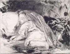 A Sleeping Child and Dog: Portrait of Agnes Paul, c1820s. Creator: Andrew Geddes