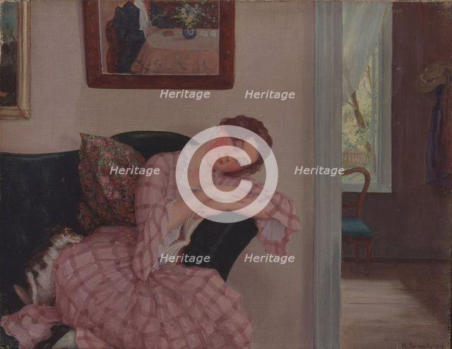 A sleeping Lady in Pink. Artist: Somov, Konstantin Andreyevich (1869-1939)