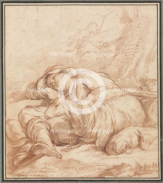 A Sleeping Shepherd, 1700s-1800s. Creator: Pierre Alexandre Wille (French, 1748-1837).