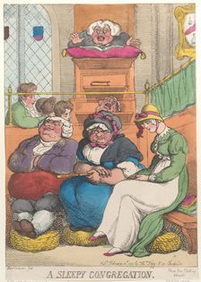 A Sleepy Congregation, February 12, 1811., February 12, 1811. Creator: Thomas Rowlandson