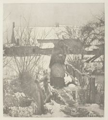 A Slippery Path - Winter Scene (Norfolk), c. 1883/87, printed 1888. Creator: Peter Henry Emerson