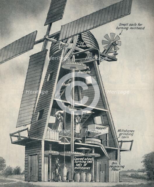 'A Smock Windmill in Stuart Days', c1934. Artist: Unknown.