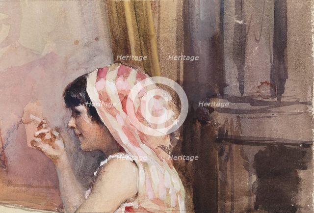 A Smoking Girl, Study from Spain, 1881. Creator: Albert Edelfelt.