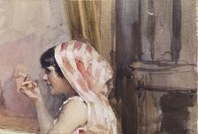 A Smoking Girl, Study from Spain, 1881. Creator: Albert Edelfelt