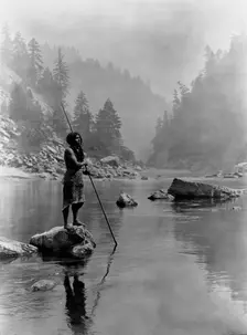 A smoky day at the Sugar Bowl-Hupa, c1923. Creator: Edward Sheriff Curtis