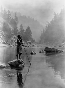 A smoky day at the Sugar Bowl-Hupa, c1923. Creator: Edward Sheriff Curtis