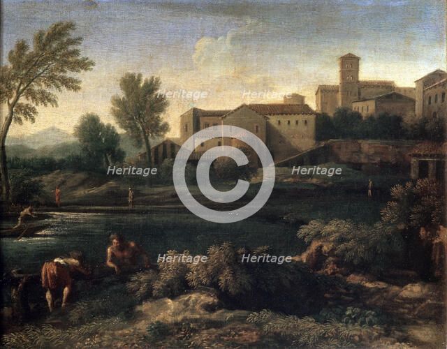 'A Small Town in Latium', 1660s.  Artist: Gaspard Dughet