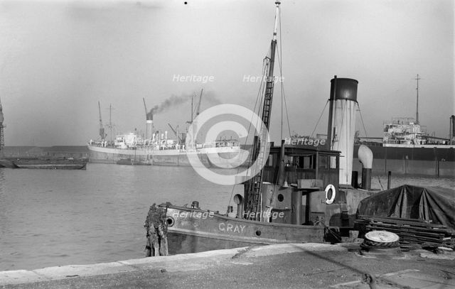 A small boat, the 'Gray', in Tilbury Docks, Essex, c1945-c1965. Artist: SW Rawlings