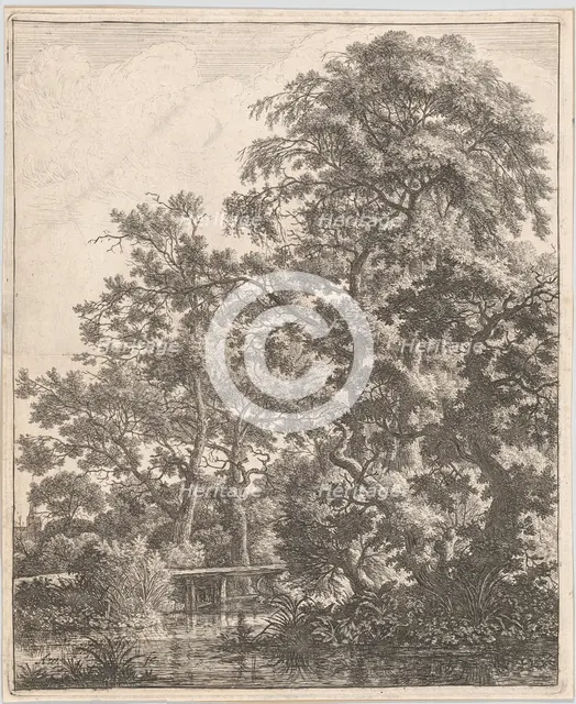 A Small Bridge over a Stream, 17th century. Creator: Anthonie Waterloo.