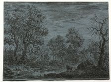 A Small River in the Foreground with a Cow and Goat, 1744. Creator: Christian Ludwig von Hagedorn (German, 1712-1780)