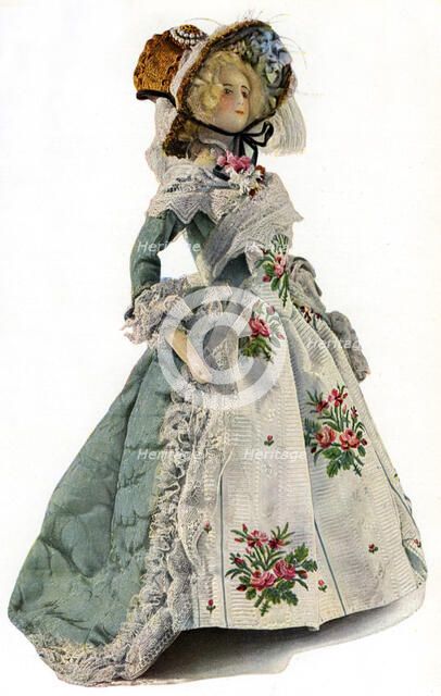 A small-scale dress design mannequin, 1938. Artist: Unknown