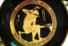 A Smith, detail of a Greek Cup, (Kylix), c6th century BC