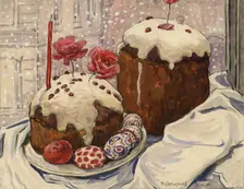 A Snowy Easter in Irkutsk: An Easter Meal, 1904. Creator: Boris Vasilievich Smirnov
