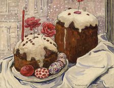 A Snowy Easter in Irkutsk: An Easter Meal, 1904. Creator: Boris Vasilievich Smirnov