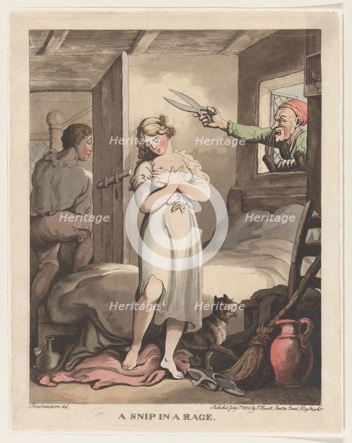 A Snip in a Rage, July 1, 1802., July 1, 1802. Creator: Thomas Rowlandson.