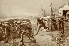 A Sporting Chance:: British Soldiers "Making a Dash for It" 1916. Creator: Unknown