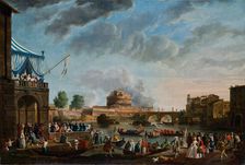 A Sporting Contest on the Tiber at Rome, 1750. Creator: Vernet, Claude Joseph (1714-1789)