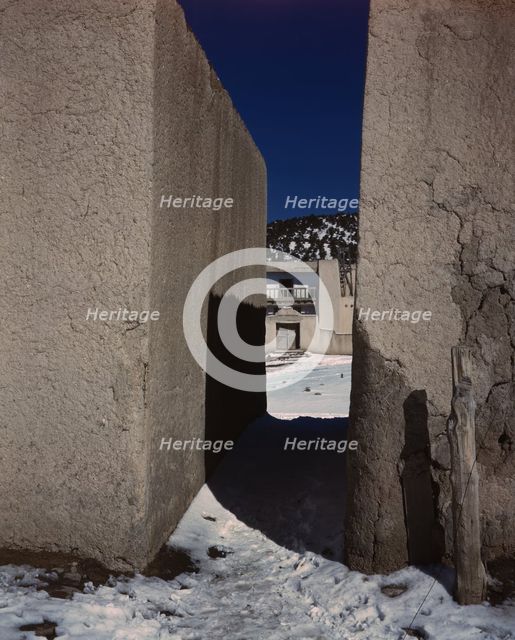 A Spanish-American village in the foothills of the Sangre..., Trampas, Taos County, New Mexico, 1943 Creator: John Collier.