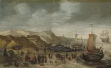 A Sperm Whale Washed up on the Beach at Noordwijk, 28 December 1614, 1614-1626. Creator: Hans Saveryy