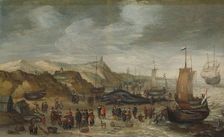 A Sperm Whale Washed up on the Beach at Noordwijk, 28 December 1614, 1614-1626. Creator: Hans Saveryy
