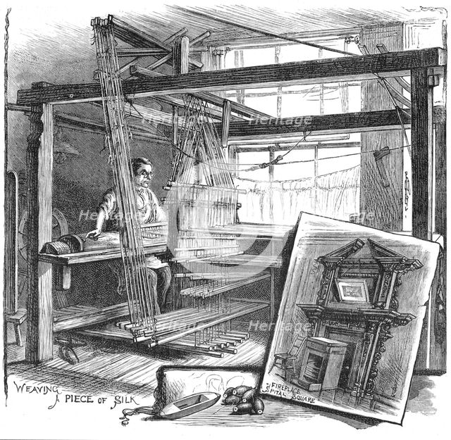 A Spitalfields silk weaver at his hand loom, 1884. Creator: Unknown.