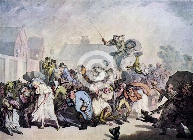 'A Squall in Hyde Park', 1791, (1929). Artist: Thomas Rowlandson