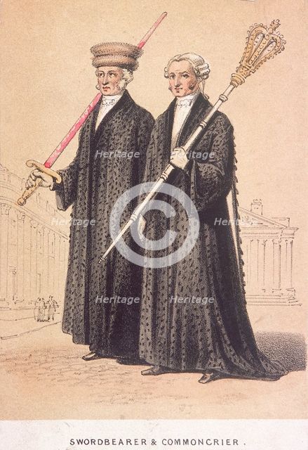 A Swordbearer and a Commoncrier, 1855. Artist: Day & Son